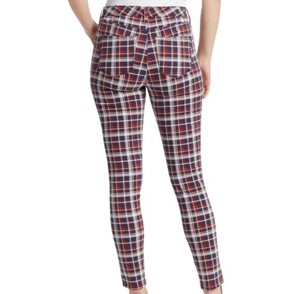 NEW WILLIAM‎ RAST High-Rise Plaid Skinny Jeans, Size 26, Red/White/Blue - Picture 3 of 15